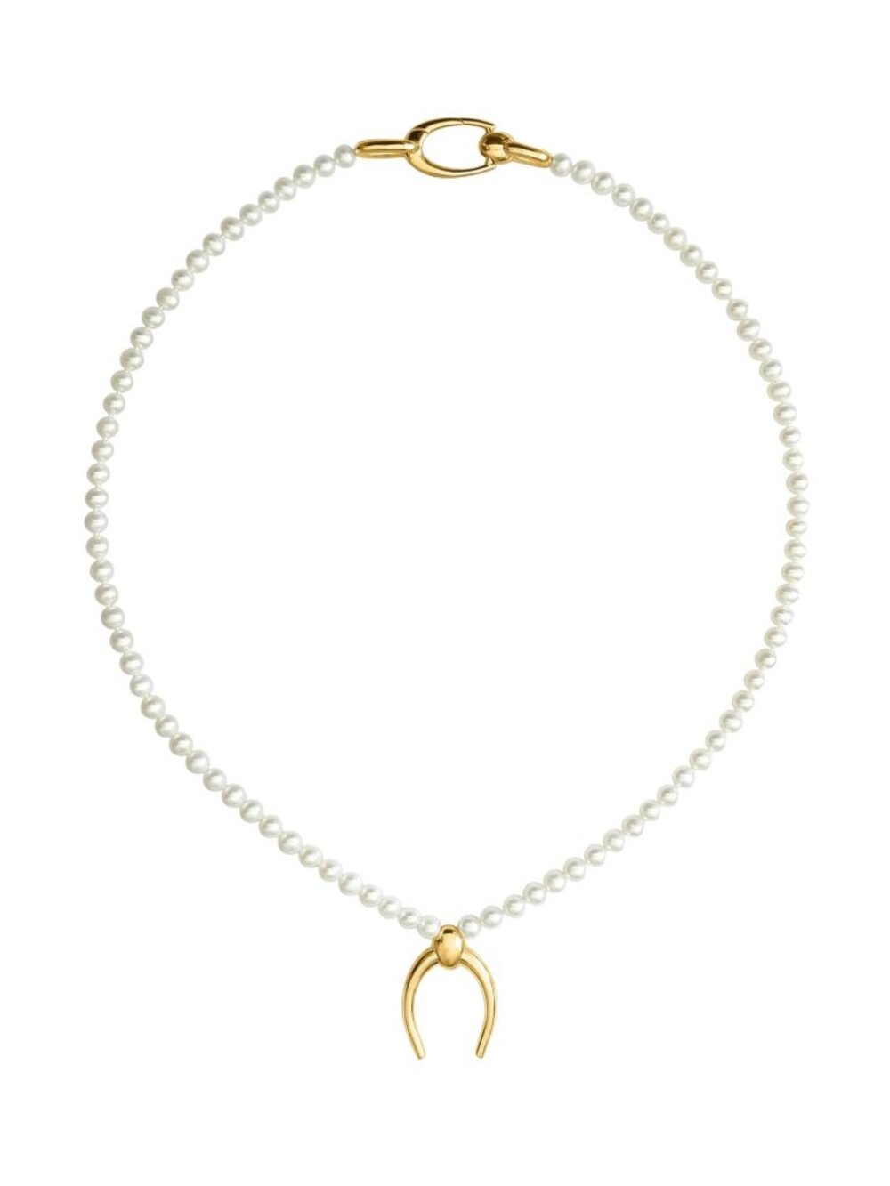 TAMLE ARC PENDANT PEARL COLLAR GOLD EUC $635